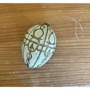 Decorative Hand-Painted Egg Ornament With Intricate Gold & Glitter Design